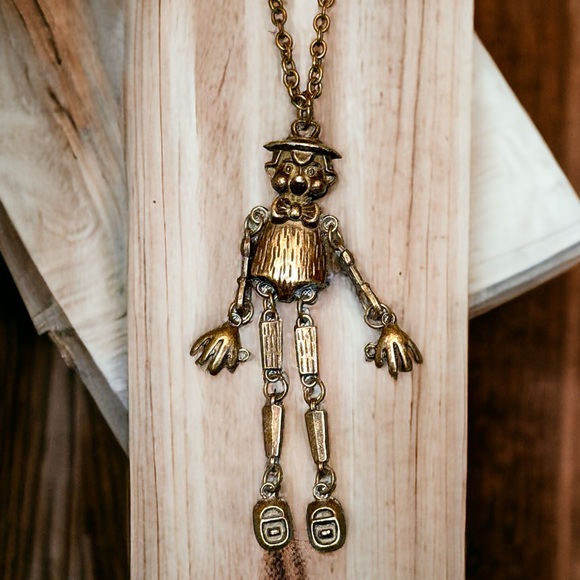 48 hour Sale Vintage Bronze Pinocchio Long Necklace - Picture 2 of 2